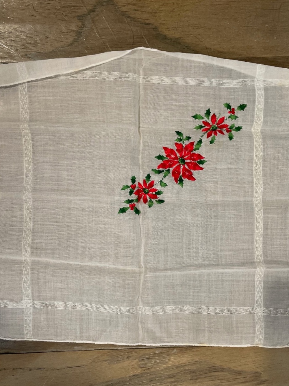 Vintage Handkerchief with Embroidered Flowers